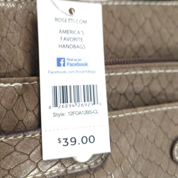 NWT Rosetti Adjustable Crossbody Shoulder Taupe Brown Snakeskin Textured Bag - Picture 8 of 11